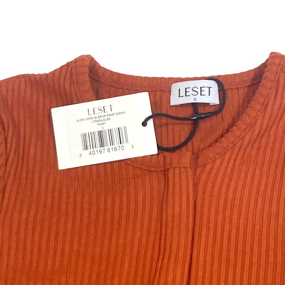 Leset Alex Long Sleeve Snap Down Top LT0404 Rust - Picture 4 of 5